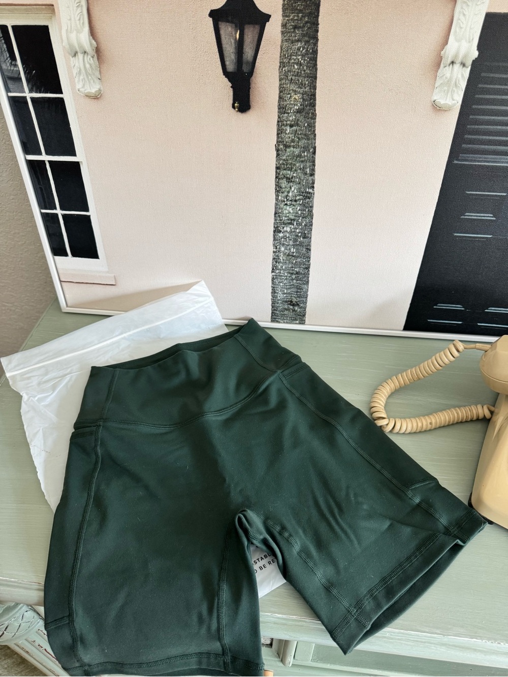 MUSCLE NATION XS High-Rise Women’s Bike Shorts agility pocket in Forest Green